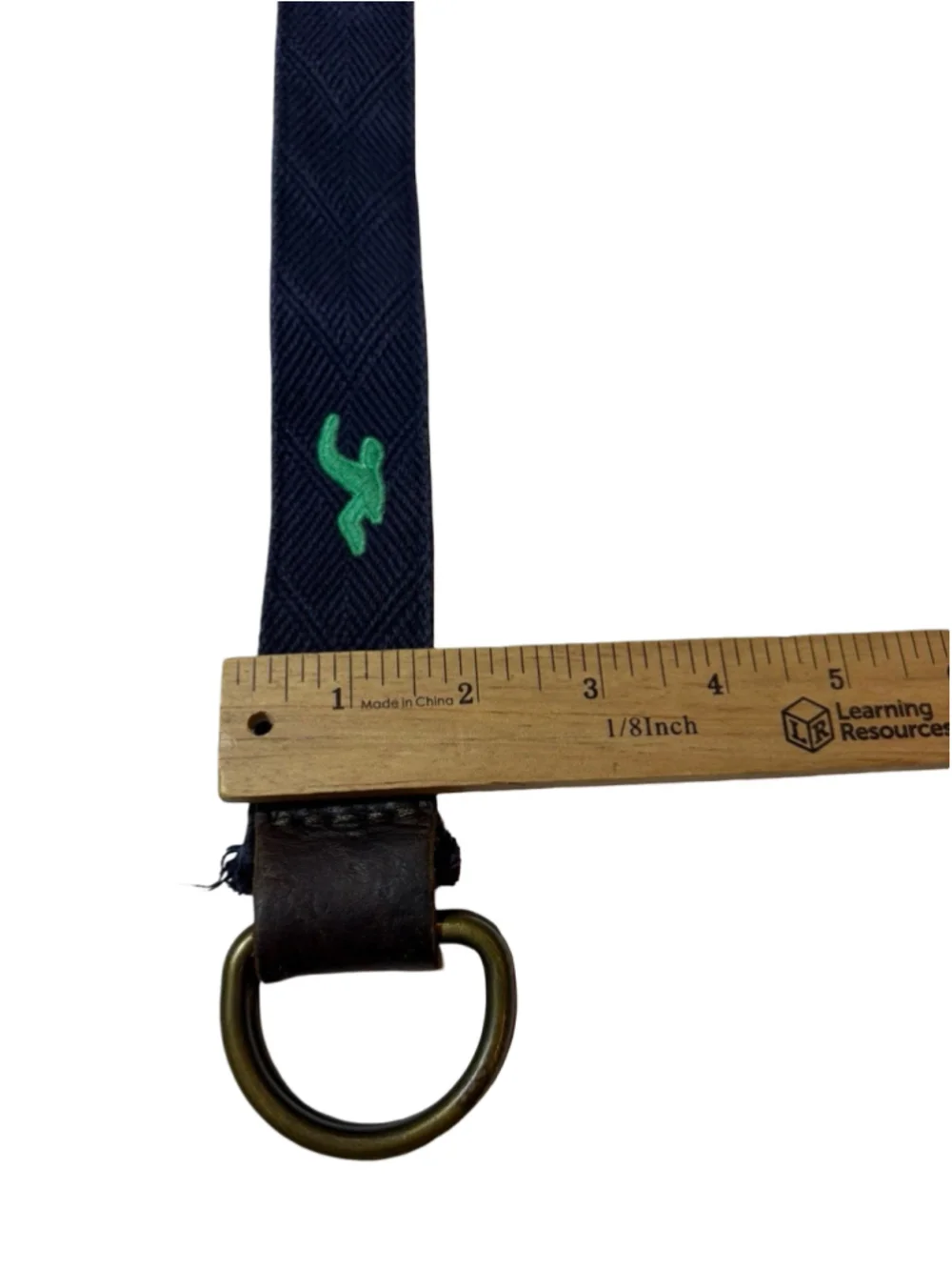 Vintage Y2K Hollister Men’s Navy Woven D-Ring Belt Green Logo No Size